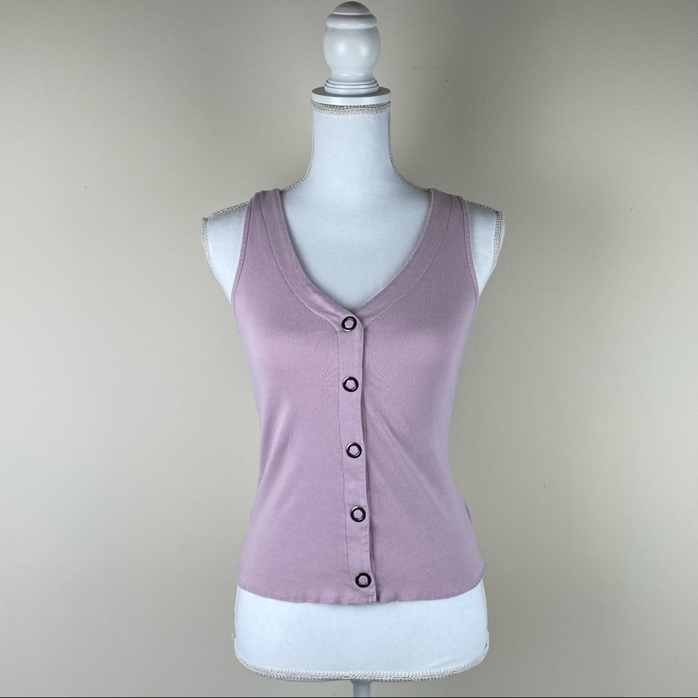 Gilded Intent Lilac Button Down Tank Top